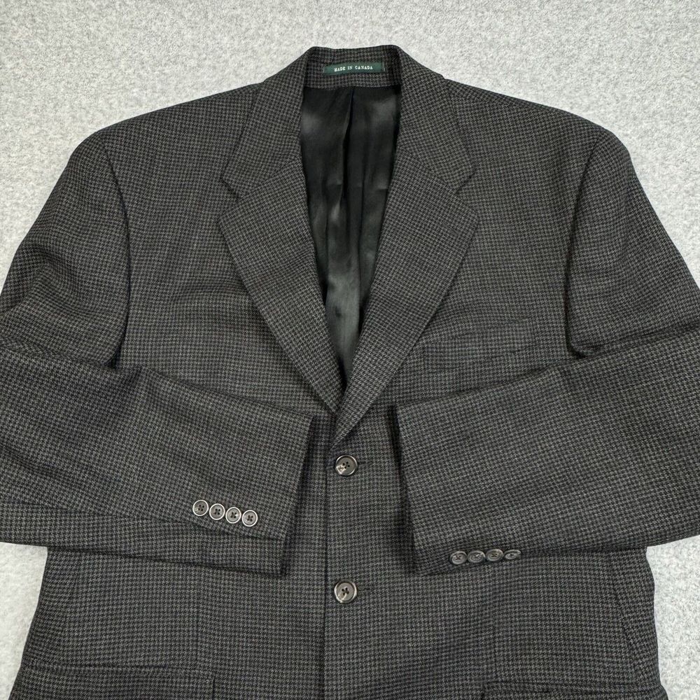 Vintage 90s Y2K Chaps Ralph Lauren Houndstooth Wool Blazer Mens 44L Sport Coat
